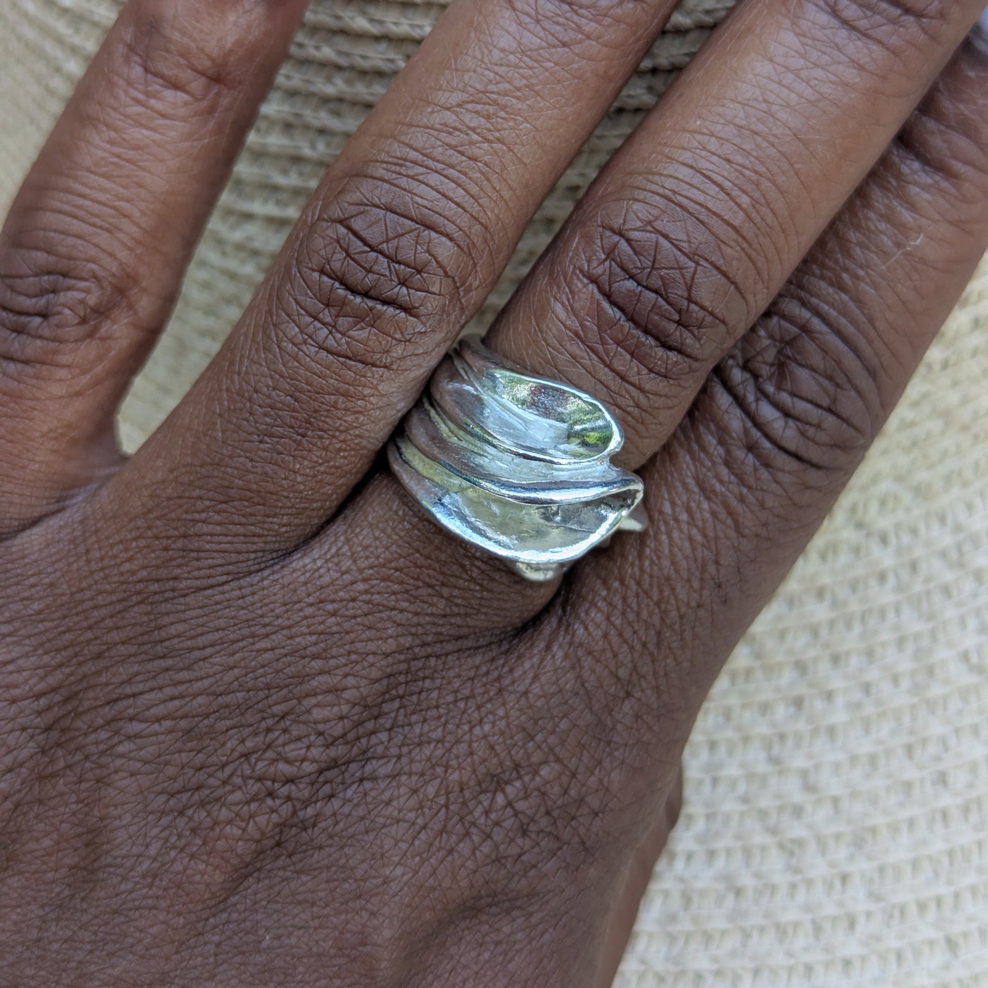 Hand wearing a silver ring