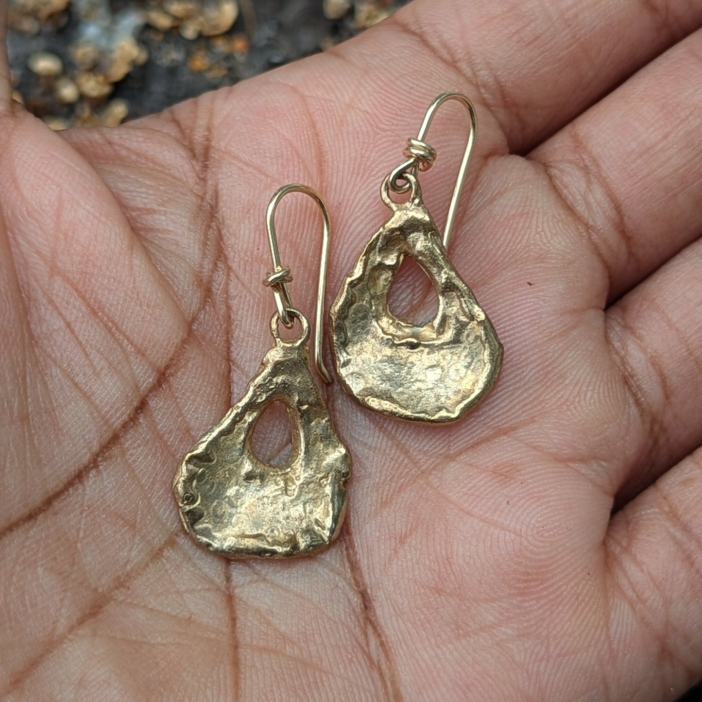 Oyster Earrings - Small Bronze Verdigris