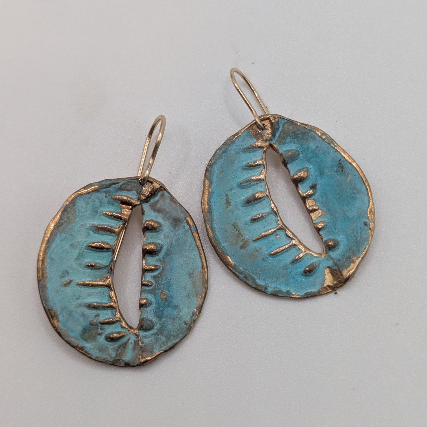 Cowrie Shell Motif - Large Bronze Verdigris