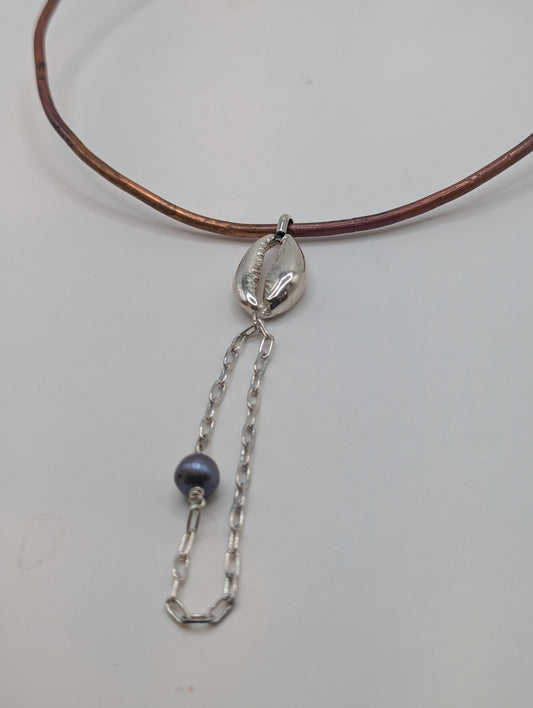 Cowrie and Pearl with Copper Collar