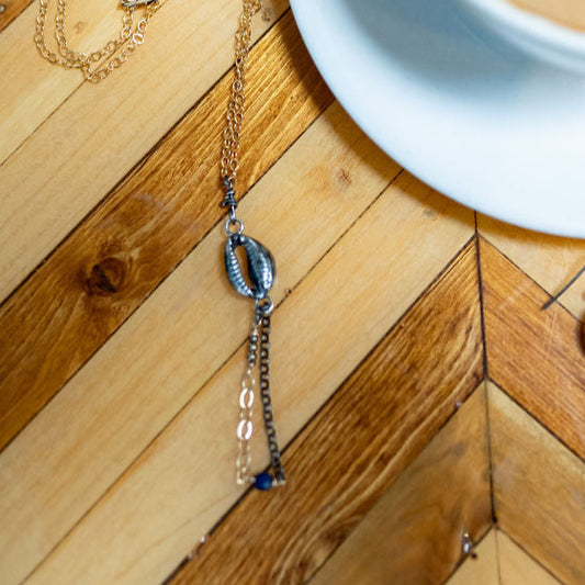 Cowrie Necklace -  Silver and gold-filled
