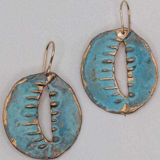 Cowrie Shell Motif - Large Bronze Verdigris