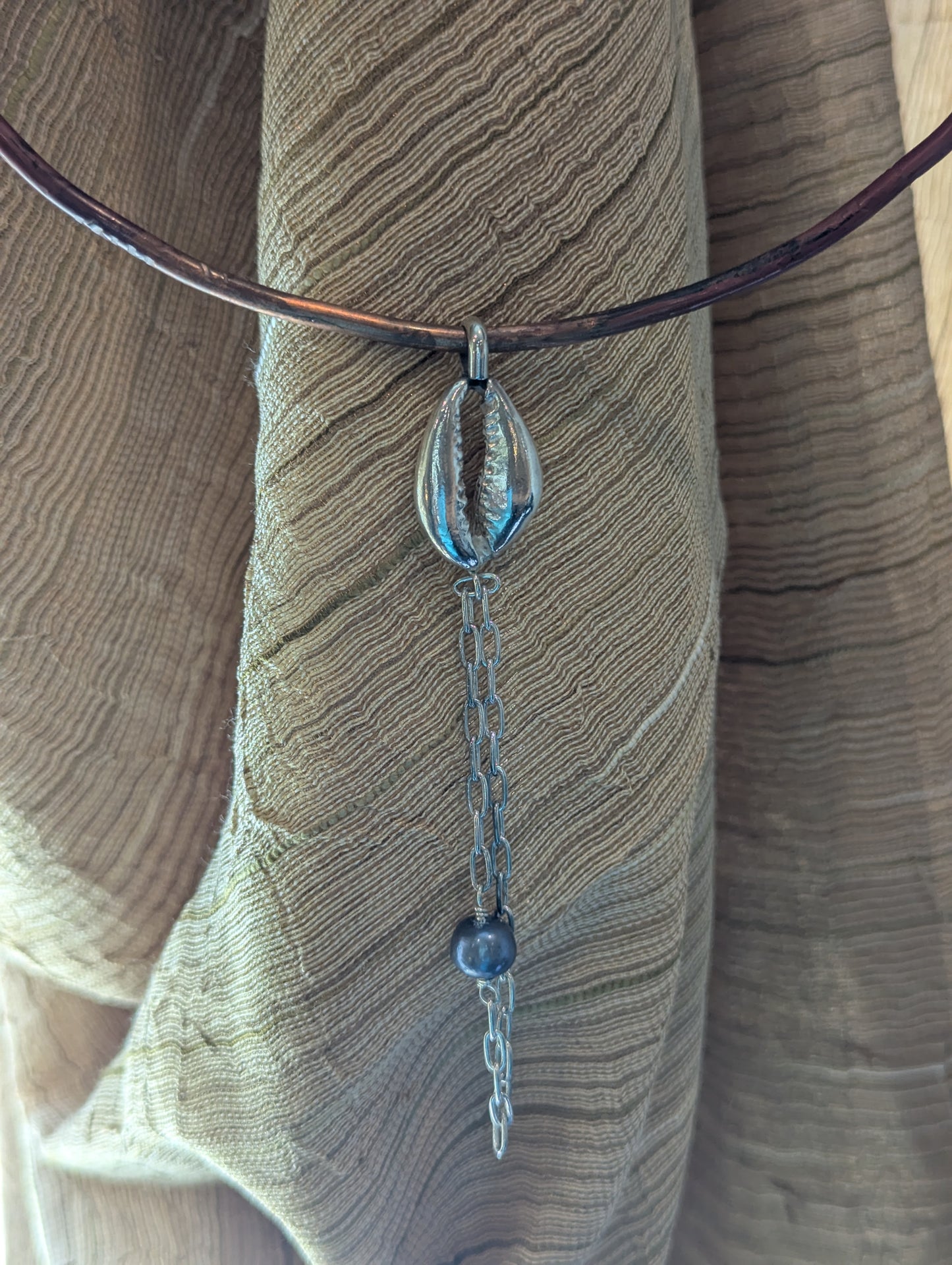 Cowrie and Pearl with Copper Collar